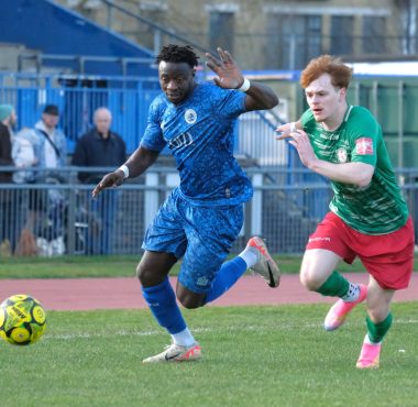 ali njie of walthamstow in action against sporting bengal united