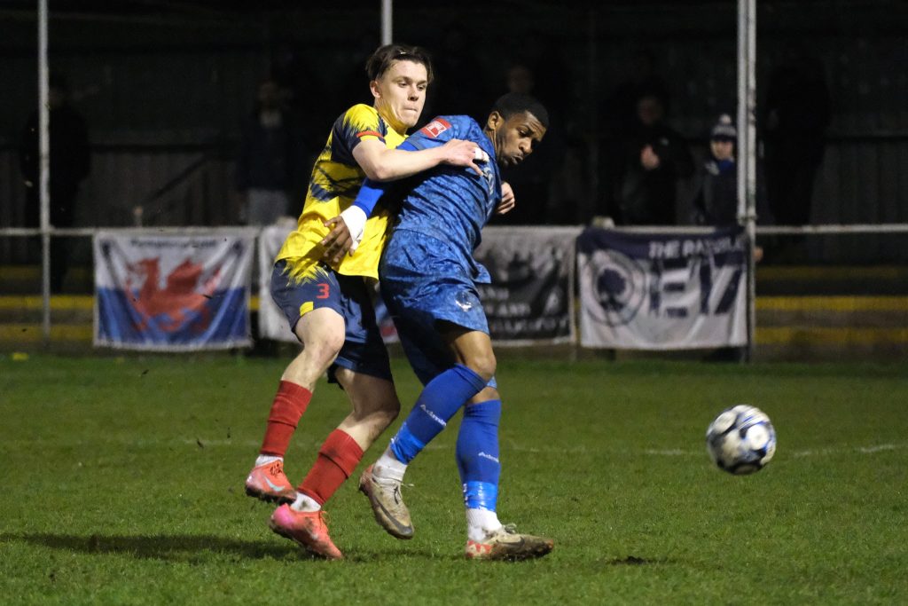 walthamstow's tyrone baker in action against witham town
