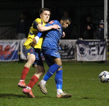 walthamstow's tyrone baker in action against witham town