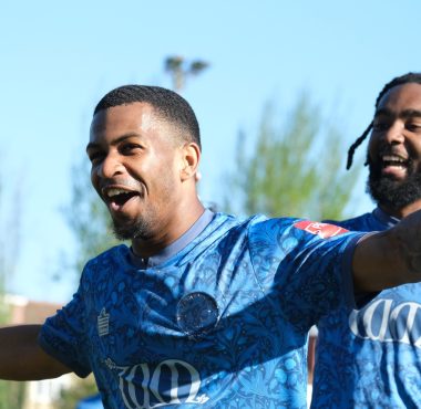 junior baker of walthamstow celebrates scoring against redbridge